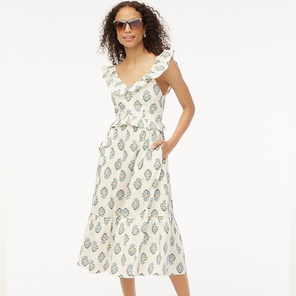 J crew ruffle midi dress size 8 brand new with tags!!